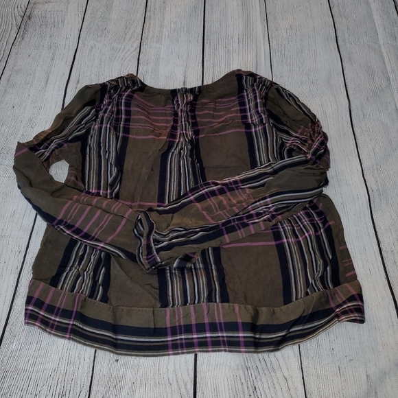 Express Green and Purple Plaid Long Sleeve… - Picture 6 of 6